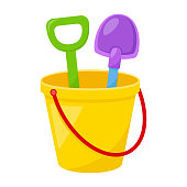 istock Kid toy bucket with spatula, vector illustration 1327264543