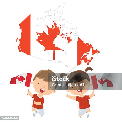 istock Kids holding Canada flag 936611656