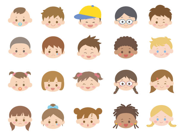 Kids icon set2 It is an illustration of a kids icon set. emotional series stock illustrations