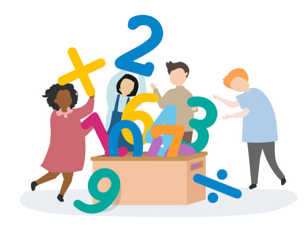 Kids learning numbers and mathematics Kids learning numbers and mathematics math stock illustrations