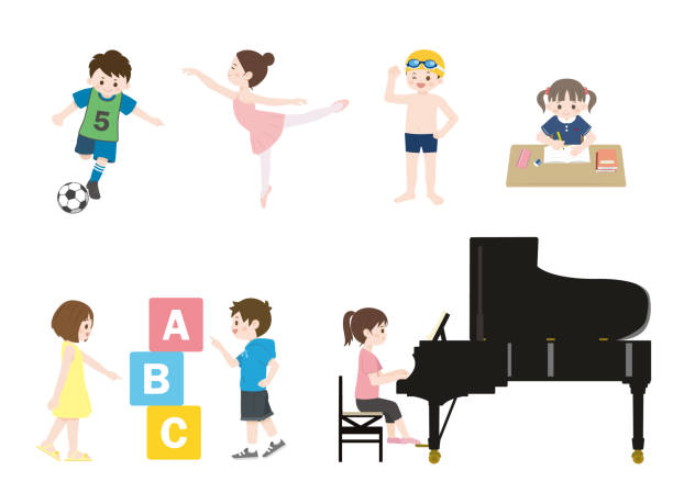 ilustrações de stock, clip art, desenhos animados e ícones de kids lesson - futsal