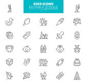 Baby Icons Set. Otutline icons. Expand to any size.