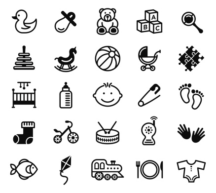 Kids Toys Silhouette Vector File Icons.