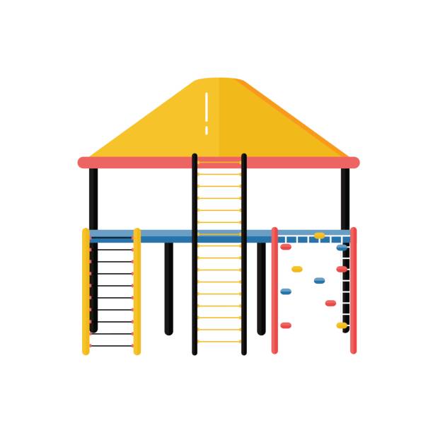 フラットなデザインで子供の遊び場ベクトル プラスチック ロープはしごシステム - ジャングルジム点のイラスト素材／クリップアート素材／マンガ素材／アイコン素材