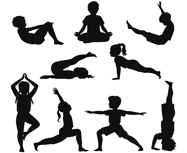 ilustrações de stock, clip art, desenhos animados e ícones de crianças de ioga - yoga crianças