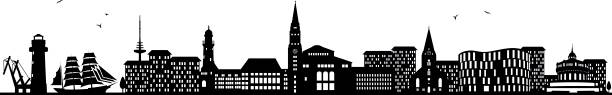 kieler skyline silhouette schwarz - schleswig holstein stock-grafiken, -clipart, -cartoons und -symbole