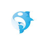 Killer Whale Orca Logo Icon with Vibrant Gradient Color