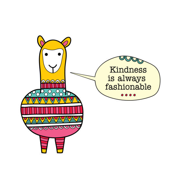Kindness is always fashionable speech bubble with alpaca vector illustration vector art illustration
