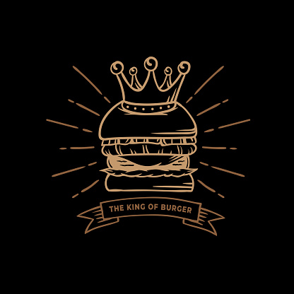 King burger with crown vector cartoon illustration t shirt design