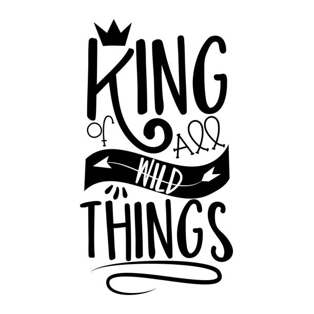 ilustraciones, imágenes clip art, dibujos animados e iconos de stock de rey de todas las cosas salvajes- texto con corona y flecha. - regina king son