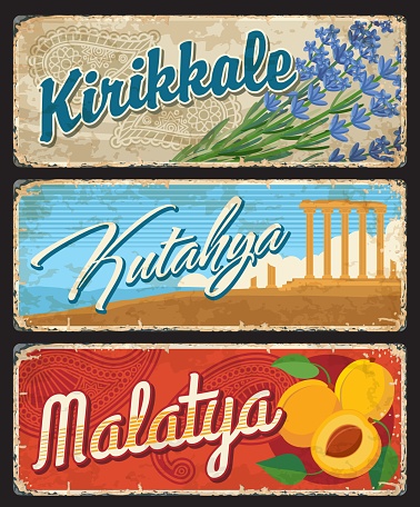 Kirikkale, Kutahya and Malatya Turkey il provinces
