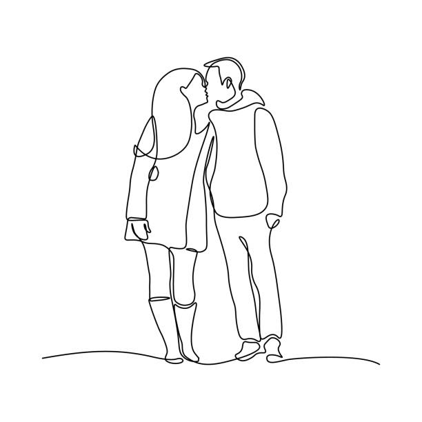 illustrazioni stock, clip art, cartoni animati e icone di tendenza di coppia che bacia - couple kiss