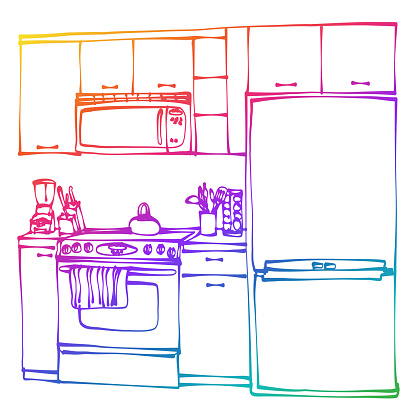 Kitchen Fridge Stove And Microwave Rainbow
