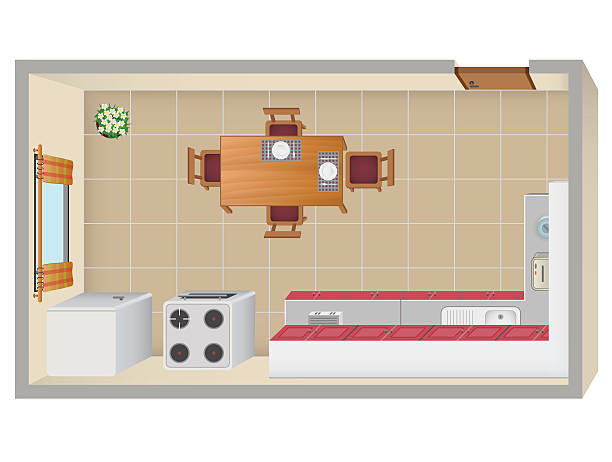 キッチンの計画 - 冷蔵庫　中点のイラスト素材／クリップアート素材／マンガ素材／アイコン素材