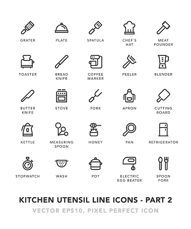 Kitchen Utensil Line Icons - Part 2