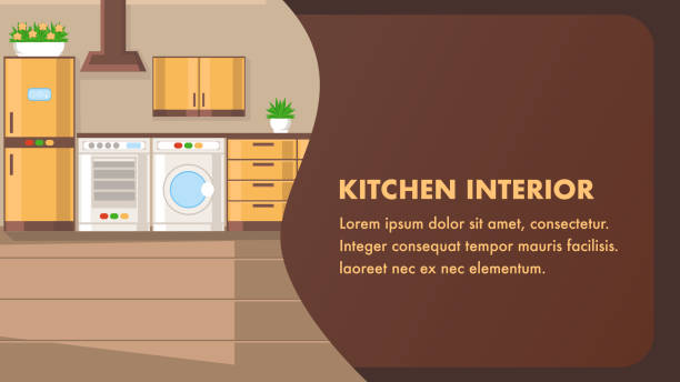 illustrations, cliparts, dessins animés et icônes de modèle de bannière pour le vecteur cuisine site web - programmer machine à laver