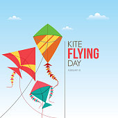 Kite Flying Day Vector Illustration