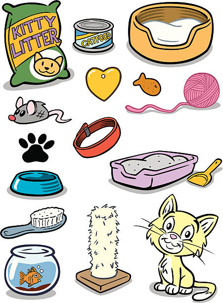 Kitten Stuff Great illustration of a kitten and all of the kitten things needed to take care of it. Perfect for the pet lover. EPS and JPEG files included. Be sure to view my other illustrations, thanks! kitten litter stock illustrations