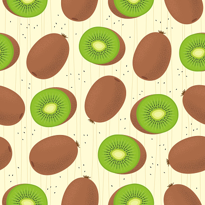 Kiwi fruit vector seamless pattern.