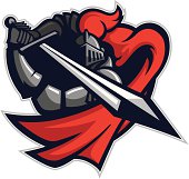 Logo style knight mascot, colored version. Great for sports logos & team mascots.