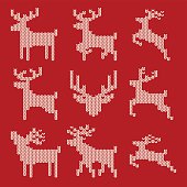 Knitted Christmas design elements, ideal for use in your festive design project or to create a background for an invitation. This set of 'woollen' reindeer could easily be turned into a repeating pattern and the scalable eps10 file can be used at any size without loss of quality.