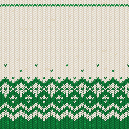 Knitted green and white christmas sweater texture. Ugly sweater party.