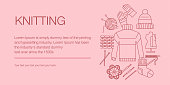 istock Knitting Web Banner Composition Icons Editable Stroke 1385760543