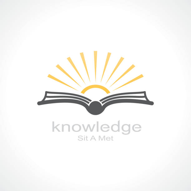 knowledge knowledge symbol. open book and sun. template logo design. vector eps8 book silhouettes stock illustrations
