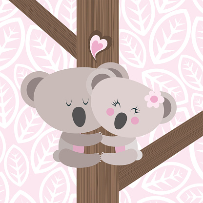 Koala love climbing illustration vector bear