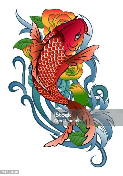koi fish jump tattoo vector id939554148?b=1&k=6&m=939554148&s=612x612&h=4u1NpUKHqOZvJmr38852RzasE1MFmfEU8f