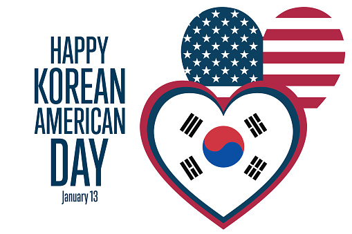 Korean American Day. January 13. Holiday concept. Template for background, banner, card, poster with text inscription. Vector EPS10 illustration