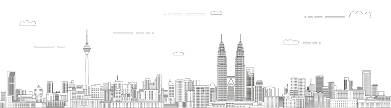 Kuala Lumpur cityscape line art style vector illustration. Detailed skyline poster