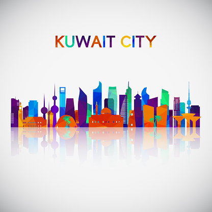 Kuwait city skyline silhouette in colorful geometric style. Symbol for your design. Vector illustration.