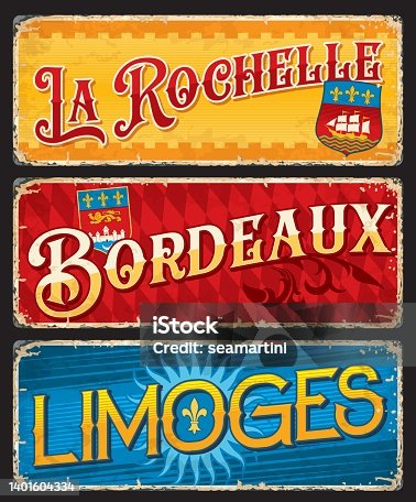 istock La Rochelle, Bordeaux, Limoges french travel plate 1401604334