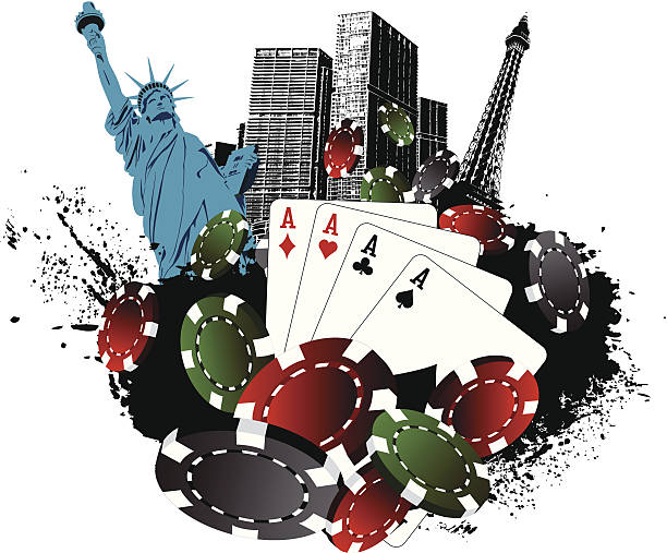 La Vegas Poker City vector art illustration