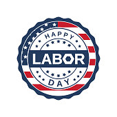 Labor Day badge label. Vector illustration. EPS10