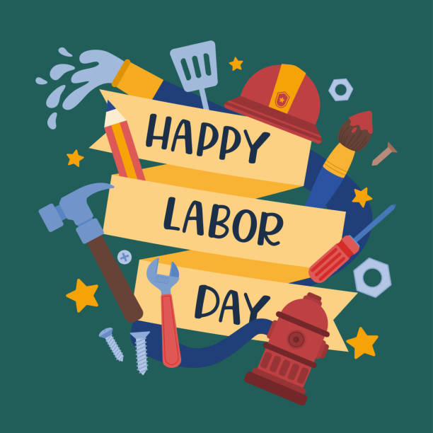 Labor Day Concept, Tool And Typography, Vector, Illustration Labor Day Concept, Tool And Typography, Vector, Illustration labor day stock illustrations