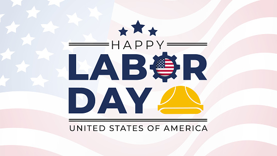 Labor Day lettering USA background vector illustration. Labor Day celebration banner with USA flag and text - Labor Day United States of America