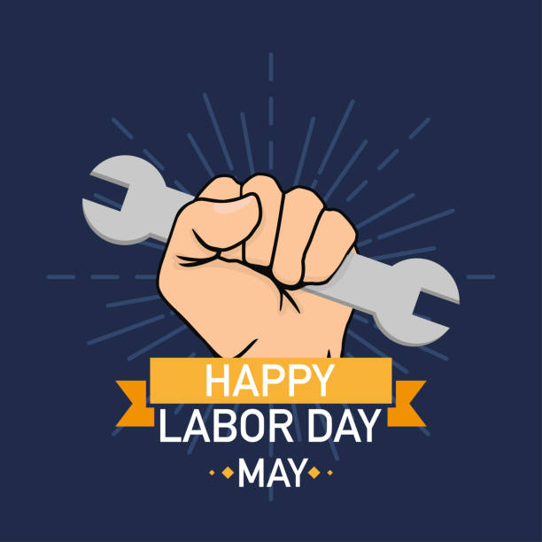 노동절. 포스터 행복 노동의 날. 5 월 축 하. 벡터 - labor day stock illustrations