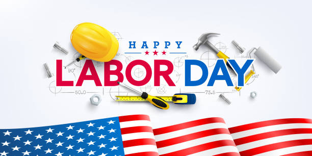 Labor Day poster template.USA Labor Day celebration with American flag,Safety hard hat and Construction tools.Sale promotion advertising Poster or Banner for Labor Day Labor Day poster template.USA Labor Day celebration with American flag,Safety hard hat and Construction tools.Sale promotion advertising Poster or Banner for Labor Day labor day stock illustrations