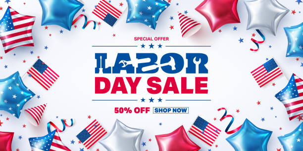 USA Labor Day Sale poster template.USA labor day celebration with american party elements and work tools.Sale promotion advertising banner template for USA Labor Day Brochures,Poster or Banner USA Labor Day Sale poster template.USA labor day celebration with american party elements and work tools.Sale promotion advertising banner template for USA Labor Day Brochures,Poster or Banner labor day stock illustrations