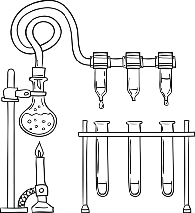 Laboratory equipment in black and white
