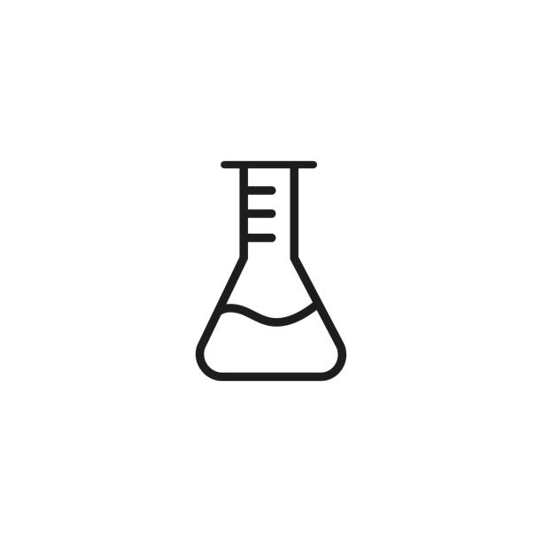 Laboratory flask line icon Laboratory flask line icon. Glassware, hospital, biology. Science concept. Vector illustration can be used for topics like medical research, experiment, test beaker stock illustrations