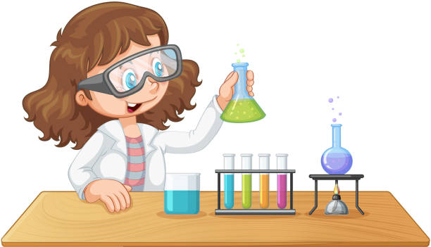 A laboratory girl experiment A laboratory girl experiment illustration laboratory clipart stock illustrations
