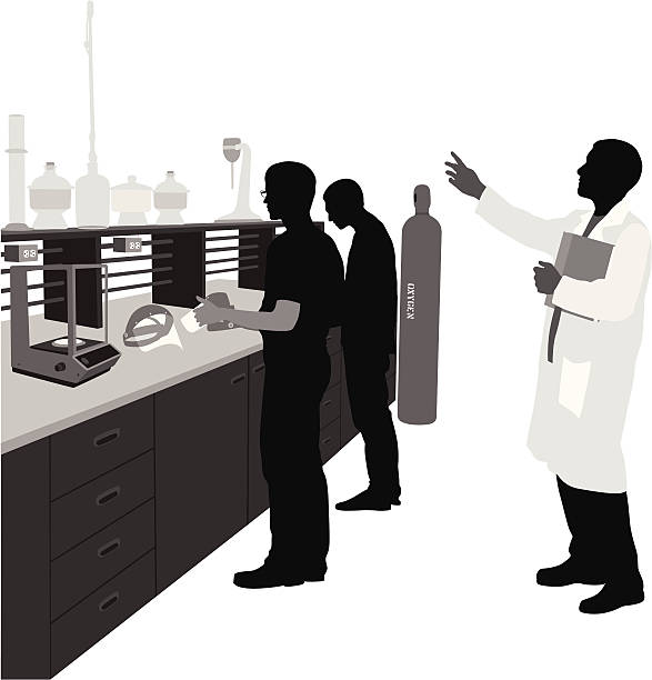 Laboratory A-Digit laboratory silhouettes stock illustrations