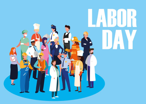 labour day celebration with group professionals labour day celebration with group professionals vector illustration design labor day stock illustrations