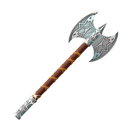 labrys axe with ornament. Viking weapon
