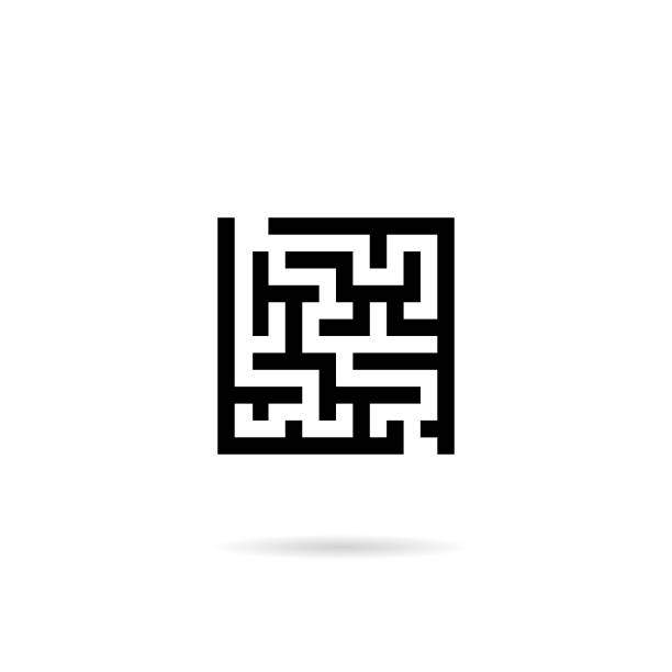 Labyrinth line icon Labyrinth maze icons stock illustrations