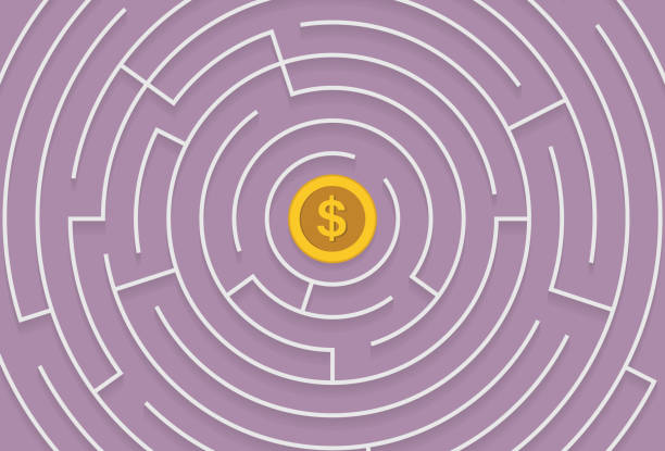 Labyrinth with a US dollar coin vector art illustration