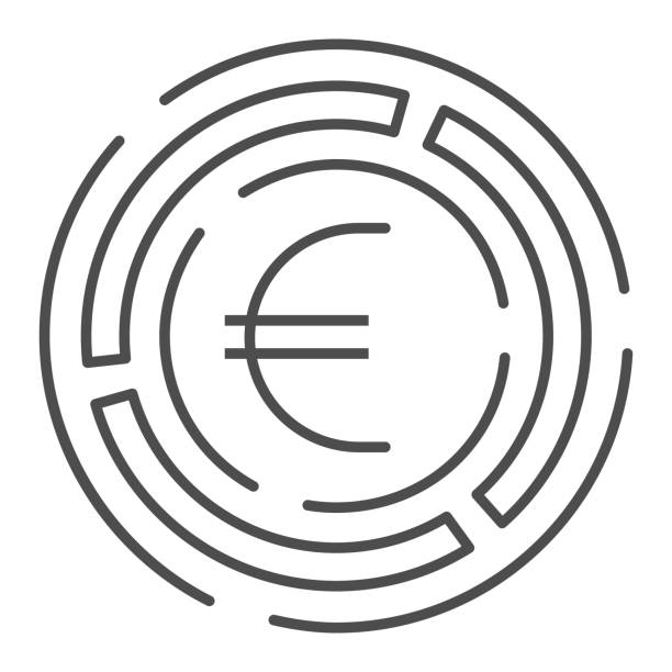 Labyrinth with euro coin thin line icon, Investment decisions concept, labyrinth chart sign on white background, maze with euro icon in outline style for mobile and web design. Vector graphics. Labyrinth with euro coin thin line icon, Investment decisions concept, labyrinth chart sign on white background, maze with euro icon in outline style for mobile and web design. Vector graphics maze symbols stock illustrations